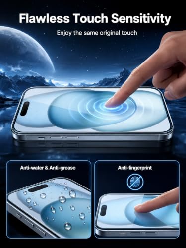 Image of Premium Tempered Glass for iPhone 15 Pro | Edge-to-Edge Protection | 9H Military Grade Hardness | Dynamic Island Compatible | Bubble-Free HD Clear Screen Protector