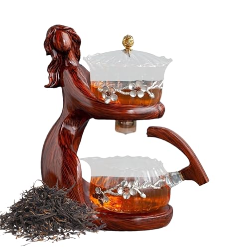 Kit di teiera in, set semi-automatico con infusore, teiera per persone pigre facilmente drenanti per riunioni domestiche, pentola trasparente resistente al calore per foglie sfuse, resistente al