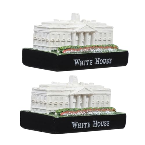 ERINGOGO 2個 白宮チュア模型 樹脂製建築彫刻 ホームデスク飾り 歴史学習補助 プレゼント向け