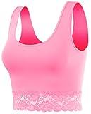 URBAN K Womens Lace Trim Knit Crop Tank Top