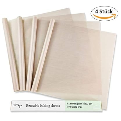 Pritogo Dauerbackfolie 4er-Set braun Teflon (32 x 46cm) 260° wiederverwendbares Backpapier Backfolie hitzebeständig antihaftbeschichtet zuschneidbar – Bild 3