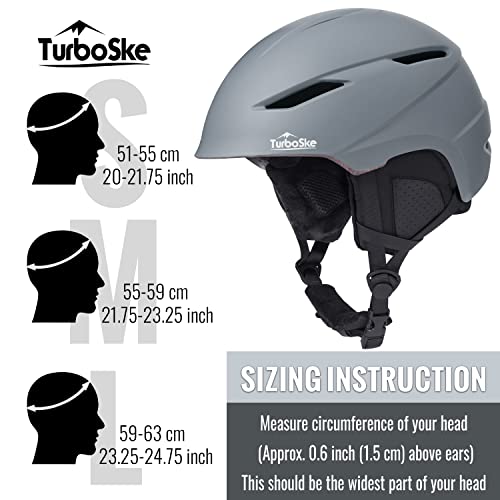 Turboske Ski Helmet, Snowboard Helmet Snow Sports Helmet, Audio Compatible And Lightweight, Astm Standard Helmet For Men, Women And Youth (L, Gray) #TOP5