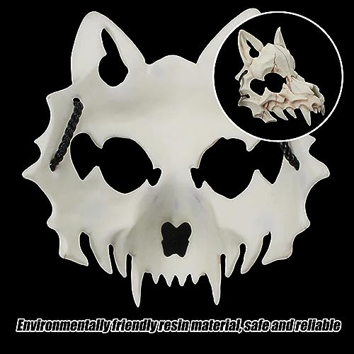 EULAPGOE Tier Skelett Maske Halloween, Harz Hund Schädel Knochen Zähne Scary Horror Teufel Werwolf Halbmaske für Karneval Karneval Halloween Kostüm