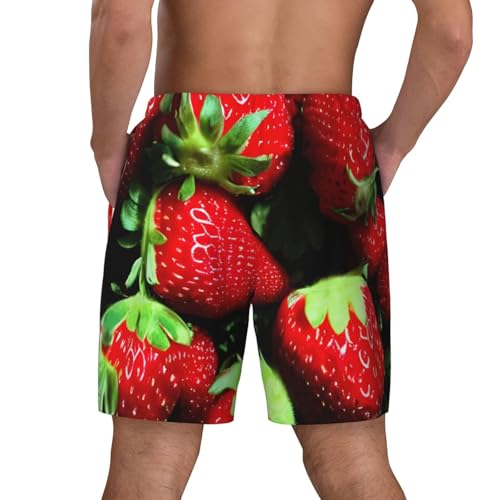 Strawberry Pattern Built-in Compression Lining Men's Double Swim Trunks Shorts Beach Shorts with Two Pockets4