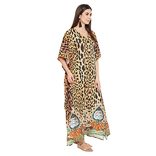 Image of Oussum Women Kaftan Plus Size Polyester Summer Lightweight Caftan Swimsuit Cover Ups Maxi African Mumu Lounge House Dress