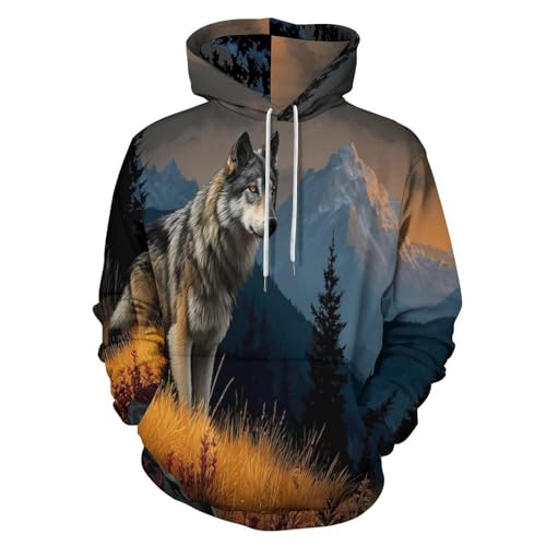 Pull Loup à Capuche Confortable Contre le Froid et le Vent Alpin
