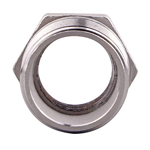 DERPIPE Stainless Steel Reducer Hex Flush Bushing, 3/4\" NPT Male 1/2\" NPT Female,Reducing Adapter Cast Pipe Fitting (Pack of 2) - Thumbnail 4