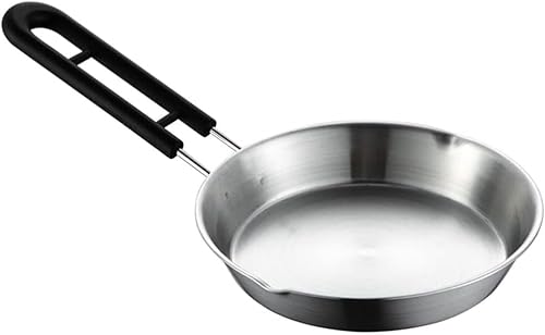 SHERCHPRY Mini sartén de huevos, sartén antiadherente para tortillas, sartén redonda de acero inoxidable, sartén de cocina con asa para inducción de
