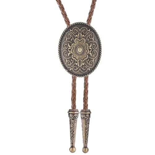 Image of GelConnie Floral Bolo Tie for Men Womens Bolo Tie Necklace Native American Black Men's Bolo Ties Western Cowboy Bolero Ties