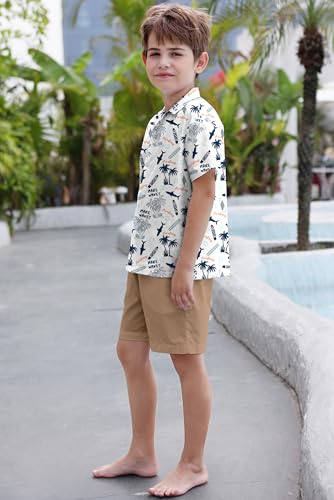 Image of Cromoncent Matching Hawaiian Outfits for Family, Dad and Son Matching Luau Beach Tropical Shirts Mommy Daughter Tropical Sets