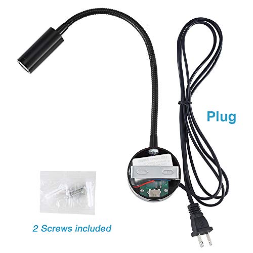 Wishomee Plug-In Dimmable Wall Mounted Reading Light With Usb Charging Port, Led Bedside Wall Lamp With Flexible Gooseneck, Black Finished(3W Warm White) #TOP7
