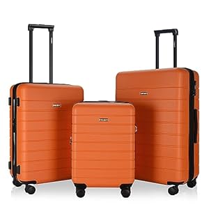 3PCS Suitcase Luggage Sets Expandable TSA Lock Spin Dual Wheels 15 Years Warranty, ORANGE