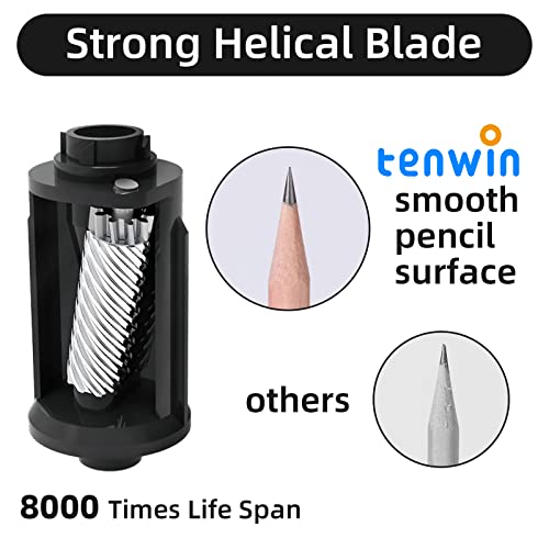 Tenwin Rechargeable Electric Pencil Sharpener, Fully Automatic Pencil Sharpener For 6-12Mm Pencils, Hands-Free Pencil Sharpener For Colored Pencils, Fast&Sharp, For Kids, Home, Classroom (Silver) #TOP5