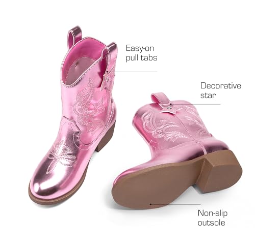 DREAM PAIRS Girls Cowgirl Boots Cowboy Boots with Low Heel Western Embroidered Fashion Mid Calf Shoes for Toddler/Little Kid/Big Kid3