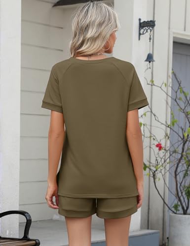 Image of LOMON Womens Two Piece Sets Summer Lounge Sets Sweatsuit Shorts Set Casual Matching Sets