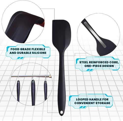 Image of Silicone Spatula Set 5-Piece - Heat-Resistant, Non-Stick, BPA-Free with Wooden Handles for Cooking, Baking, and Icing