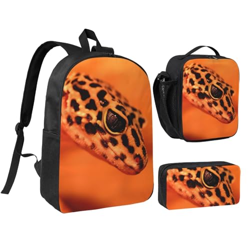 Sac à dos imprimé léopard Little Gecko anti-mal de dos avec set repas et trousse