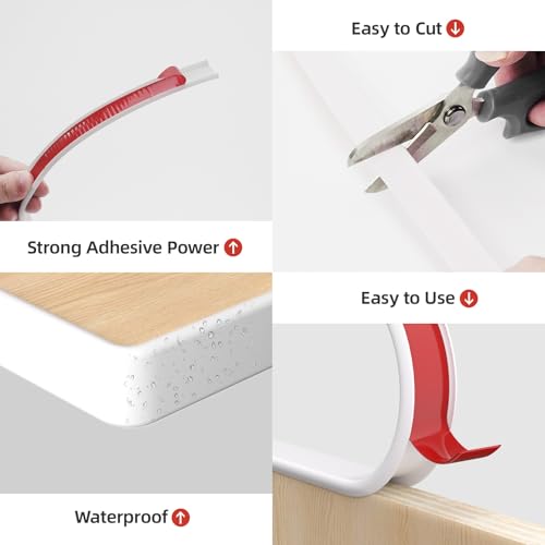 Image of U-Shape Edge Banding, 1 inch x 20ft TPE White Veneer Edging Trim | Self Adhesive Veneer Edging Trim, Flexible Edge Protector, Strip for Countertop Cabinets Table Restoration Shelves