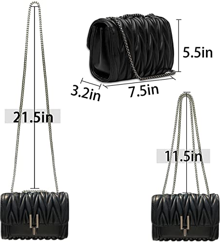 Hanbella Crossbody Purse for Women - Cute Quilted Leather Shoulder Bag with Gold Chain Strap for Teen Girls - Womens Clutch3