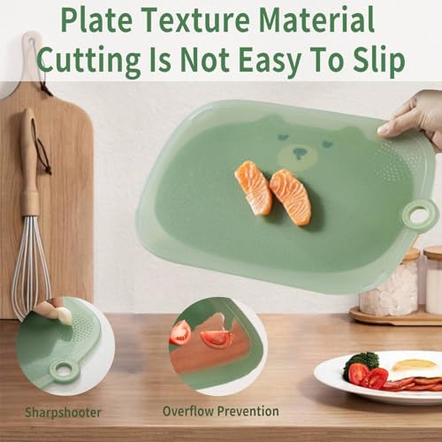 Tabla de cortar rectangular de plástico verde miniatura 3