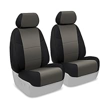 Coverking Custom Fit Front 50/50 Bucket Seat Cover for Select Suzuki Samurai Models - Neosupreme Charcoal with Black Sides