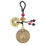 FAZOVIN Tibetan Mandala Keychain with Nine Palace Bagua in Solid Brass, Buddhist Feng Shui Protection Amulet for Home/Car/Travel