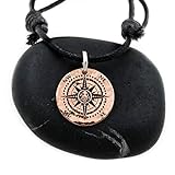 Copper Compass Necklace with a Kraken, Engraved into an Old Hammered Copper Coin, By NameCoins