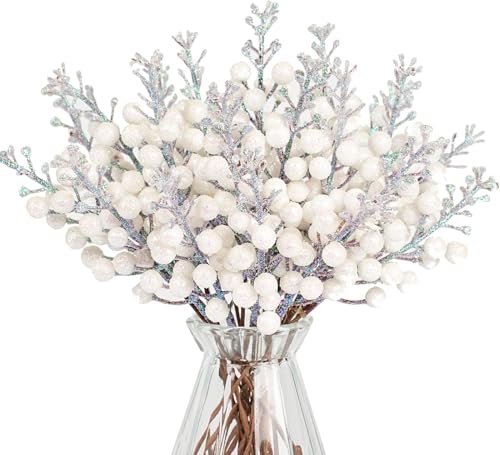 N&T NIETING Künstliche Beere Weihnachten Deko, 24 Stück Glitter...