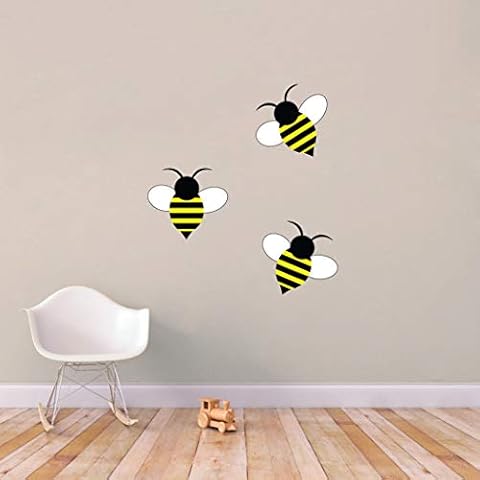 Sweetums Signatures - Wall Art Decorative Decor Sticker Decal for Nursery, Kids Room, Bedroom - Bumble Bees Printed Wall Decal Set | Medium | Pick Your Sticker Size Cover