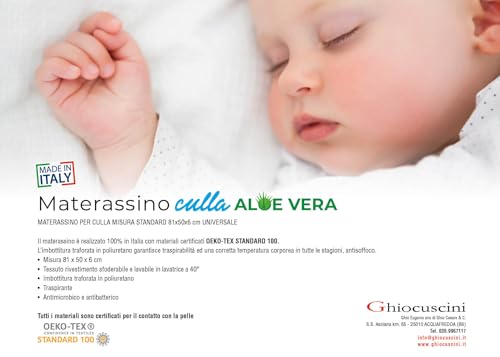 GHIOCUSCINI, materasso Culla ALOE VERA CM 50 X 81