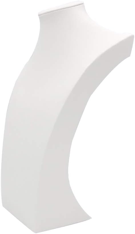Luxuriant JulyWhite Leather Necklace Bust 15.2" Jewelry Display Stand Figure Jewelry Display Stand (38.5x23cm)