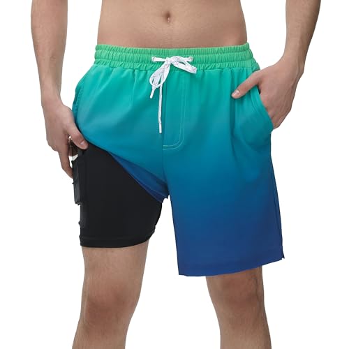 Rokka&Rolla Men's Swim Trunks with Compression Liner 7
