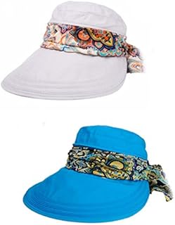 2-in-1 Folding Roll Up Wide Brim Sun Visor Cap UPF 50+ UV Protection Sun Hat with Detachable Neck Protector Hood for Travel Holiday Beach Swimming Cycling Camping Hiking Trekking Running Headwear