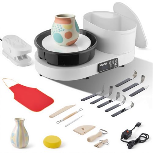 Image of VEVOR Pottery Wheel for Adults, 11 inch Aluminum Turntable, 450W Electric Table Top Pottery Wheel with Foot Pedal, 30-300 RPM Adjustable Speed, Aluminum Body, for Beginners, DIY Clay Art Craft, White