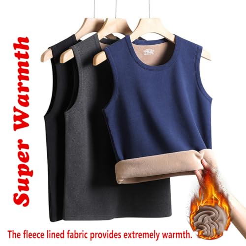 Ouruikai Men Thermal Underwear Tops Fleece Lined Thermal Underwear Vest Keep Warm Thermal Sleeveless Vest Tank Tops4
