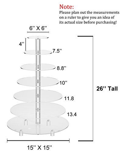 Jusalpha 7 Tier Round Acrylic Glass Cupcake Stand-Cake Stand-Dessert Stand, Cupcake Tower 7 Tier With Base (7Rf-Small) #TOP1