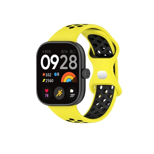 TIMEYUE Correia para Xiaomi Redmi Watch 4, [respirável] correia de silicone macia, design ajustável, correia bicolor para Redmi Watch 4-preto/vermelho, Amarelo, moderno