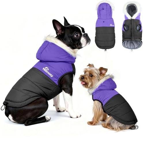 Dog Winter Coat with Hood, Fleece Lined Waterproof Dog Jacket,Warm Snowsuit for Small Medium Dog