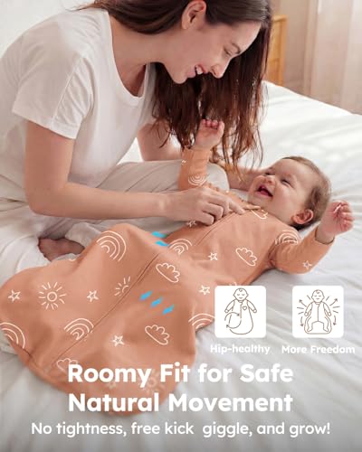 Image of Yoofoss Baby Sleep Sack 3-6 Months 100% Organic Cotton Long Sleeve Wearable Blanket Baby 2-Way Zipper 0.5 Tog Newborn Sleeping Sack, Lightweight