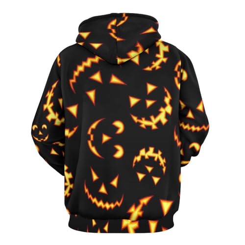 Sweat à capuche visage de citrouille unisexe pull noir S - 3