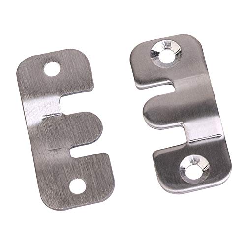 Image of 20 Pcs Flush Mount Bracket Stainless Steel Picture Hanger Interlocking Photo Frame Hanging Hook Z Clip Wall Mount Hardware for Picture Mirror Painting, 43x19mm