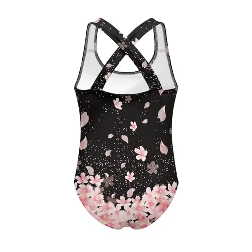 Image of WELLFLYHOM Girls Bathing Suits One Piece 5-14 Kids Full Coverage Swimsuits Cross Back Summer Swimwear for Beach Holiday