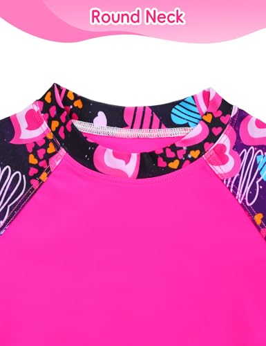 Girl Swimsuits 2 Pieces Multicolor Short Sleeve Quick Dry Durable Rash Guard Set with Shorts3