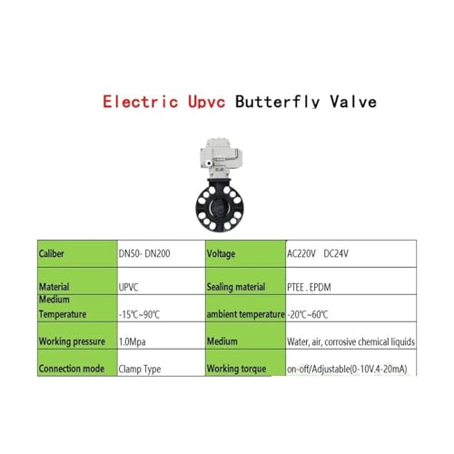 Vanne papillon électrique DN65 avec motorisation DC24V pour fluide corrosif