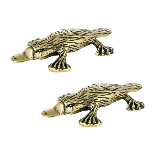 Opexicos 2 Stück Kupfer Schnabeltier Handwerk Vintage Metall Bronze Tier Antik Stil Mini Ornamente für Home Study Schlafzimmer Dekoration