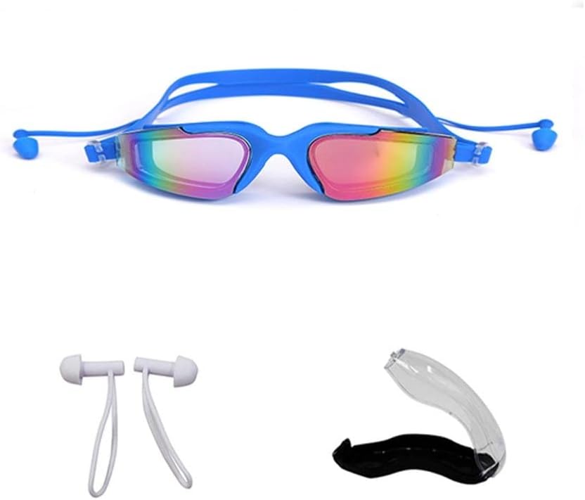 Professional Swimming Goggles with Earplugs Nose Clip Glasses Anti-UV Anti-fog Electroplating for Unisex