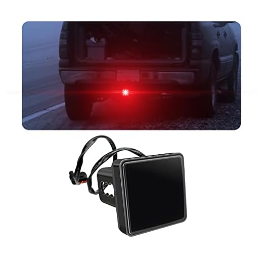 AICEL 15 LED Red Lens Brake Light Trailer Hitch Cover, Universal Fit 2" Receiver, Super Bright Smoked Lens Square Tail Light, Car Exterior Accessories for Towing Truck SUV RV (Smoked Lens Red Light)