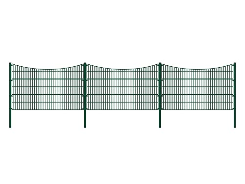 Home Deluxe Recinzione A Doppio Picchetto Decorativa A Valle Incl. Paletti Angolari Antracite/Verde Morata - 120 Cm X 40M 3X Paletti Angolari