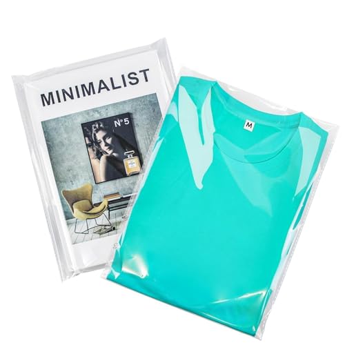 PigPotParty Cellophane Bags 9x12 Clear Plastic T Shirt Bags with Adhesive 100 Pcs Self Sealing Cello Bags for Tshirt Packaging Clothing Gift Sleeve Wrapping Letter Small Business