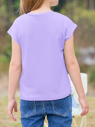 Image of Imily Bela Girls Short Sleeve T Shirts Crew Neck Cap Sleeve Tank Tops Casual Loose Summer Shirt Kids 5-14 Years